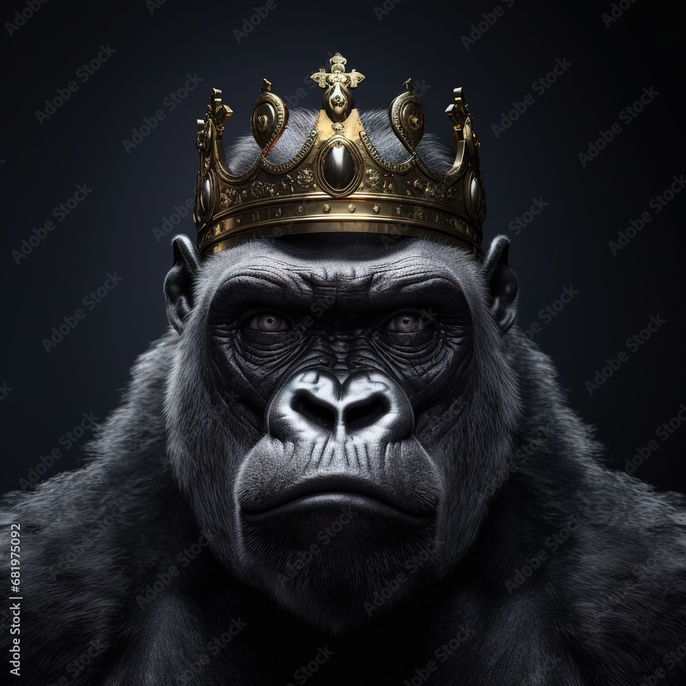 Portrait of a majestic Gorilla with a crown Portrait of a majestic Gorilla with a crown