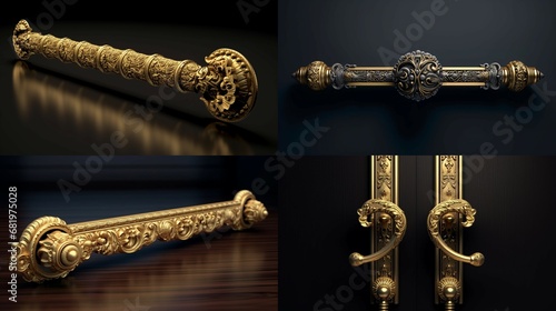 Luxury door handle for push doors Ai Generative photo