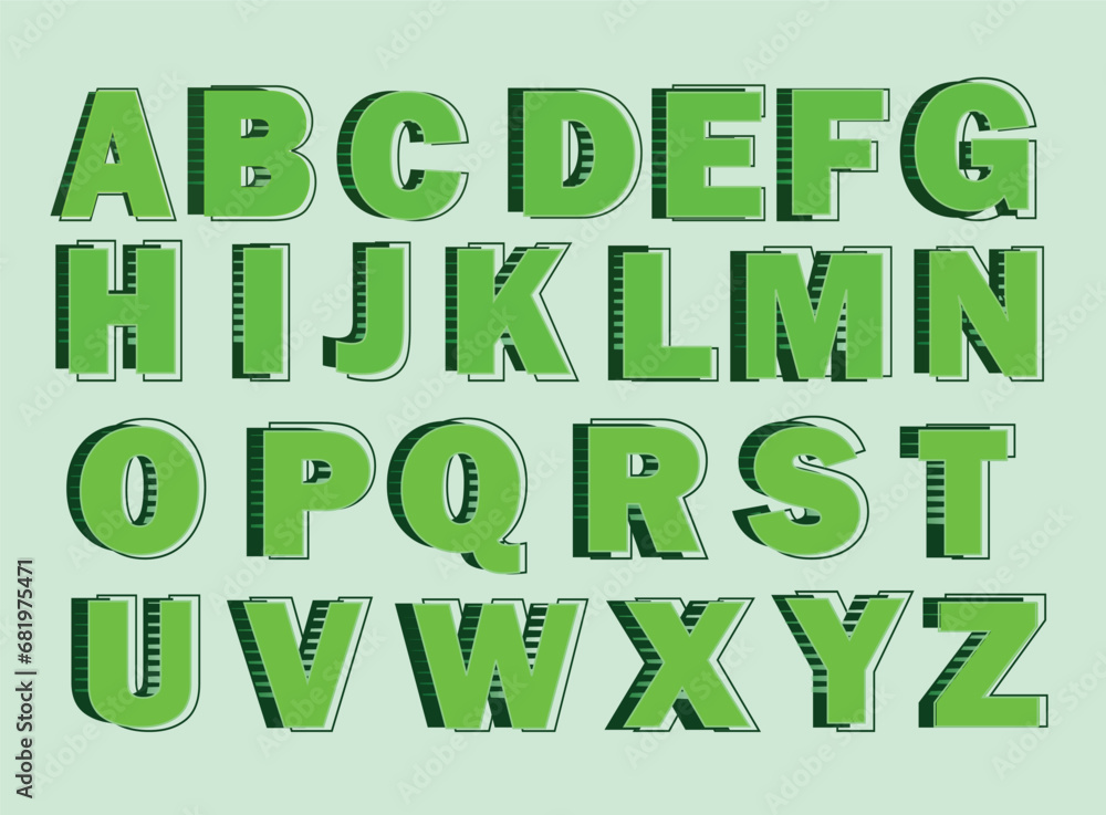 Green neon cartoon letters font