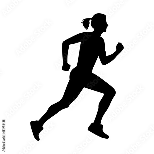 A running woman runner silhouette vector icon