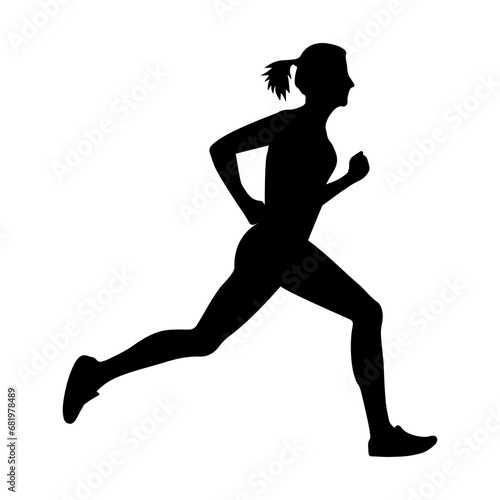 A running woman runner silhouette vector icon