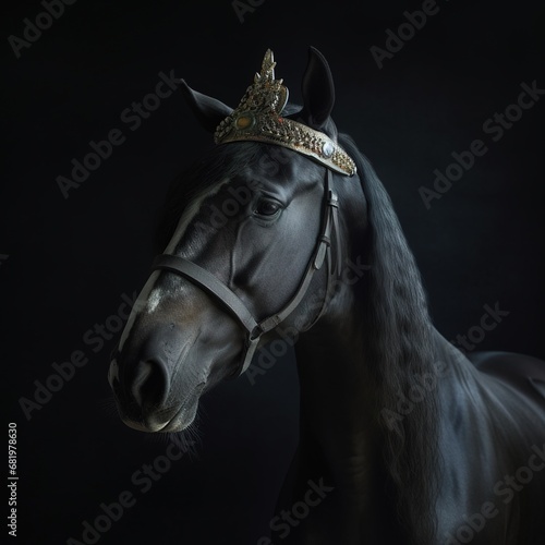 portrait of a majestic Horse with a crown © somsong