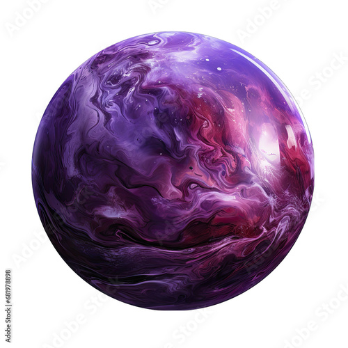 Deep Purple Planet Isolated on Transparent or White Background, PNG