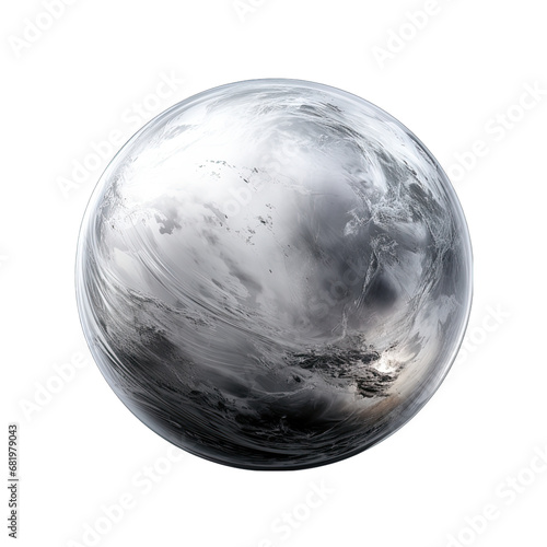 Silver Grey Planet Isolated on Transparent or White Background, PNG photo