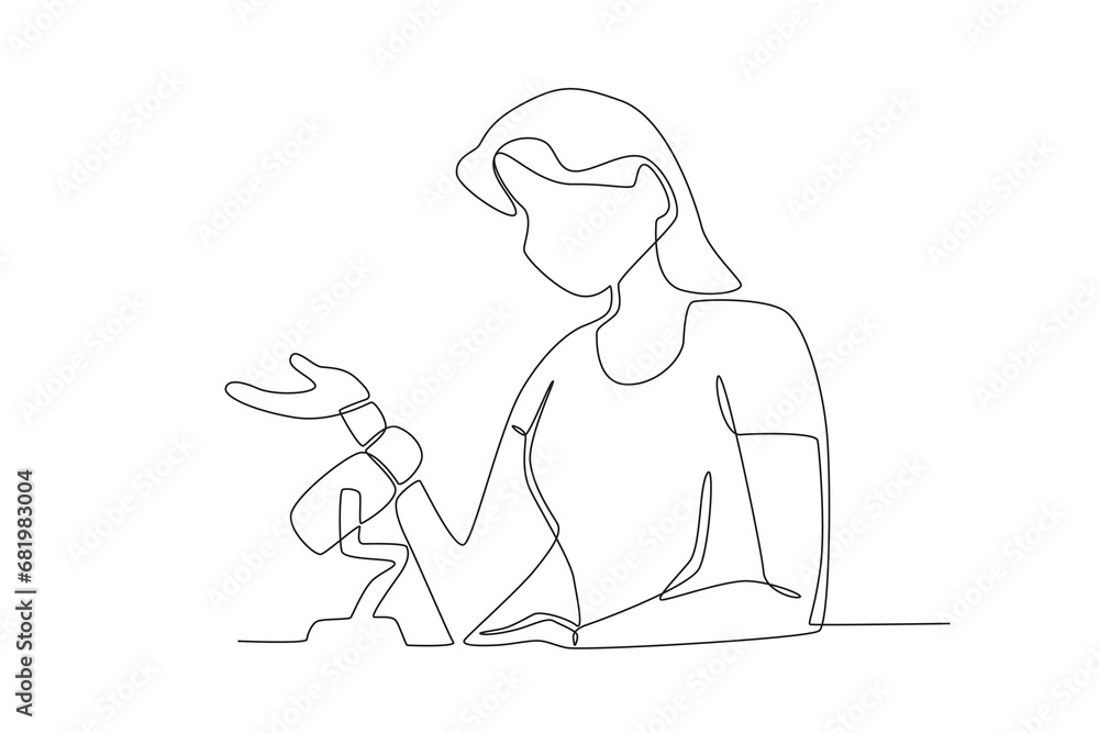 Single one line drawing social media of woman talking during podcast. Continuous line draw design vector
Single one line drawing social media of woman talking during podcast. Continuous line draw design vector