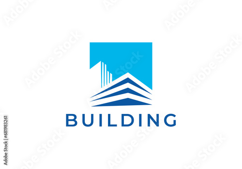 city town logo design, building linear style concept element symbol vector illustration.