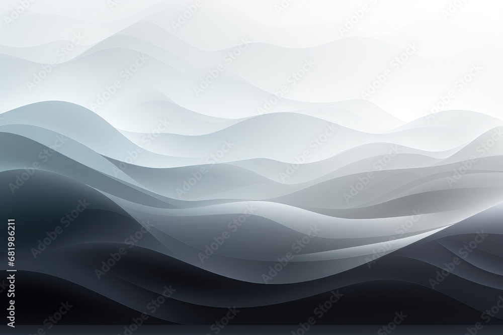 An abstract background image features serene waves with a gradient, gently shrouded in fog, creating a tranquil and atmospheric composition. Illustration