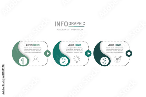 infographic elements  template, business concept with 3 steps,  multi color rectangle shape design for workflow layout, diagram, annual report, web design.Creative banner, label vector