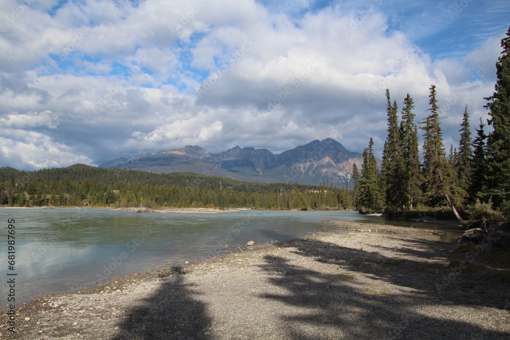 Clouds Over The Athabasca River, Jasper National Park, Alberta 