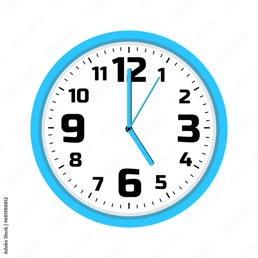 5 o'clock, Clock icon design. Vector office clock icon 5 o'clock, Clock icon design. Vector office clock icon
