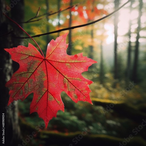 maple leaves in autumn season in bluer background