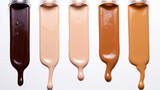 Image of liquid foundation dripping in various colors.