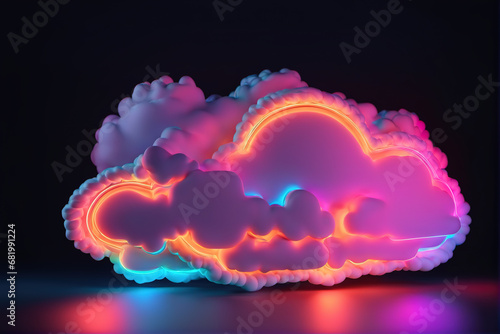 Neon colorful mystical style 3D cloud model