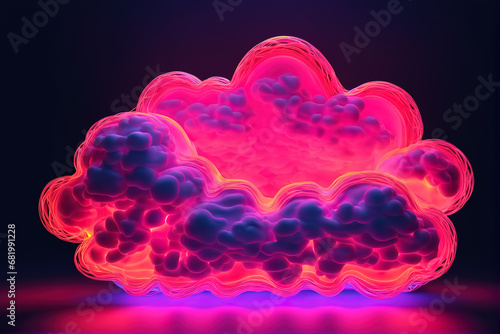 Neon colorful mystical style 3D cloud model