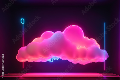 Neon colorful mystical style 3D cloud model