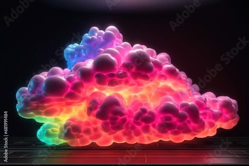 Neon colorful mystical style 3D cloud model