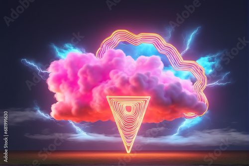 Neon colorful mystical style 3D cloud model