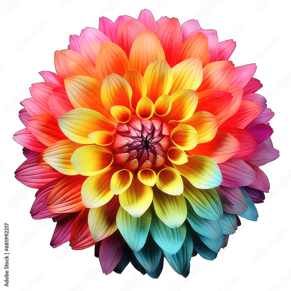 Obraz premium a rainbow colored flower on transparent background