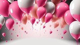 Pink White Balloons balloon ball ribbon confetti cotillion inflatable billowing look light rose colours colourful toddler anniversary party helium gas group larceny fly flying pretty realistic