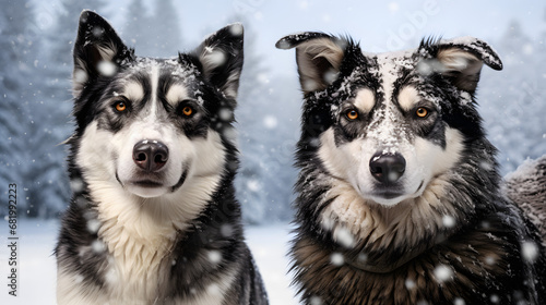 Snow dog portraits