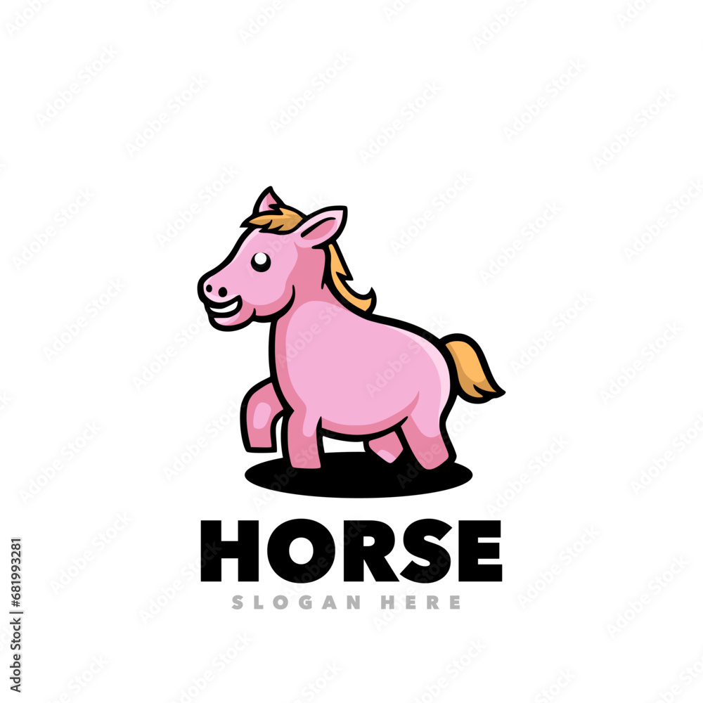 Horse mascot cartoon logo design 