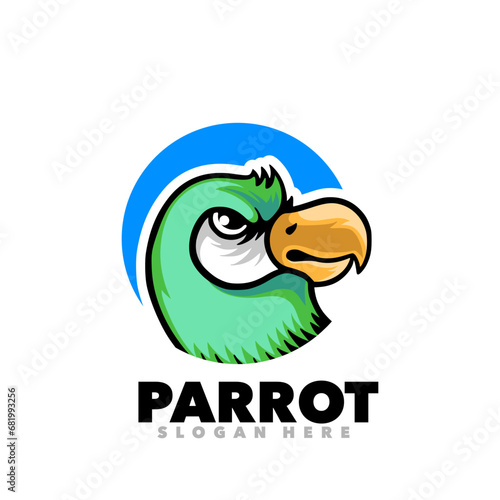 Parrot mascot cartoon logo design 