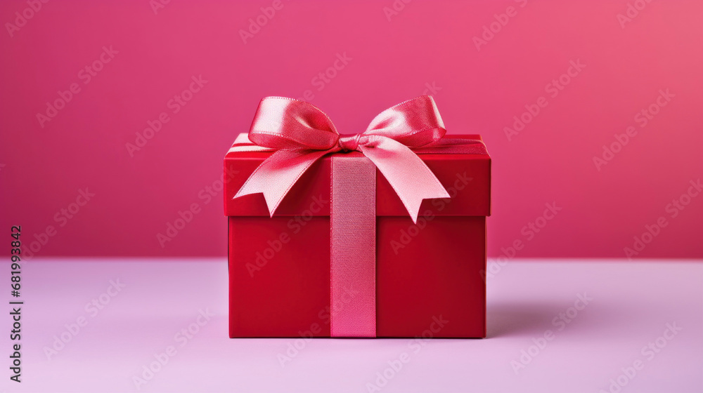 Pink gift box on a pink background. Pink gift box on a pink background.