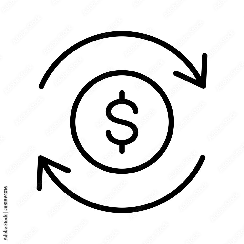 Black round money transfer lineicon, simple arrow financial usd dollar mark sale flat design vector pictogram, infographic interface elements for app logo web button ui ux isolated on white background Black round money transfer lineicon, simple arrow financial usd dollar mark sale flat design vector pictogram, infographic interface elements for app logo web button ui ux isolated on white background