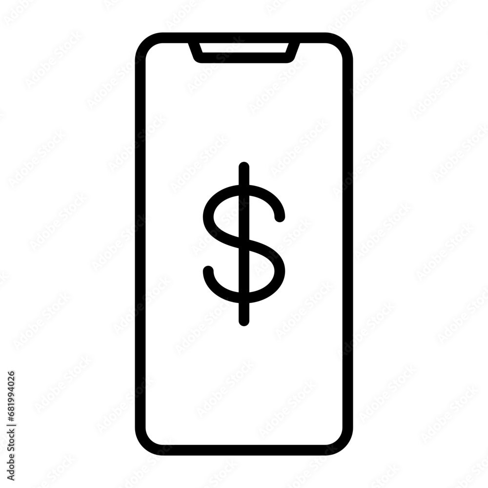 Black single phone money transaction line icon, simple digital online shopping flat design pictogram, infographic vector for app logo web button ui ux interface elements isolated on white background Black single phone money transaction line icon, simple digital online shopping flat design pictogram, infographic vector for app logo web button ui ux interface elements isolated on white background