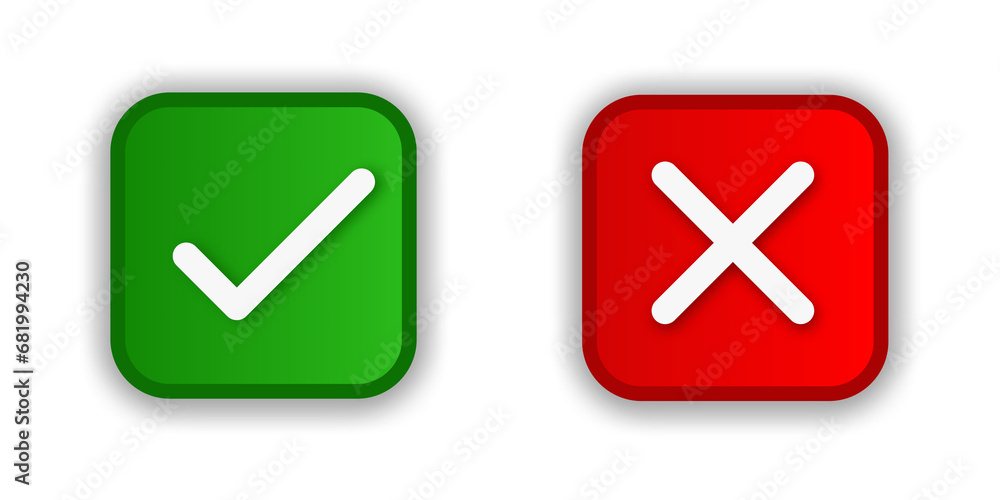 green tick and red cross green tick and red cross