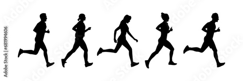 running people silhouette collection, jogging illustration