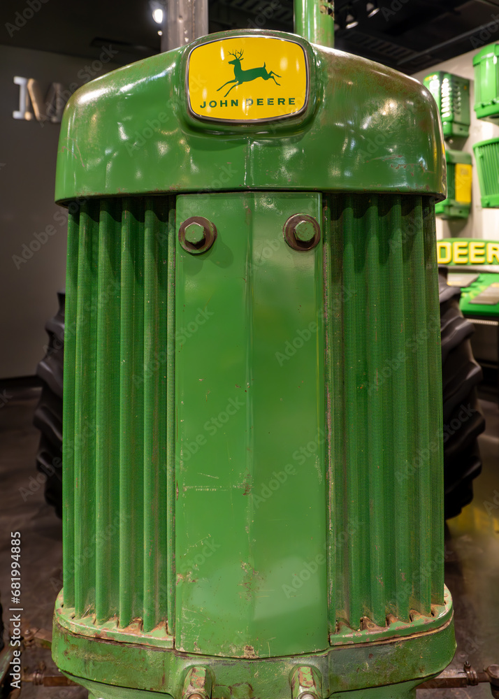 John Deere Tractor and Engine Museum in Waterloo, Iowa. Tractor hood