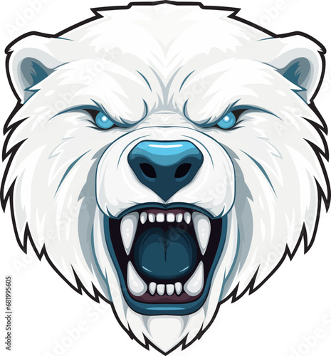 Angry polar bear head mascot