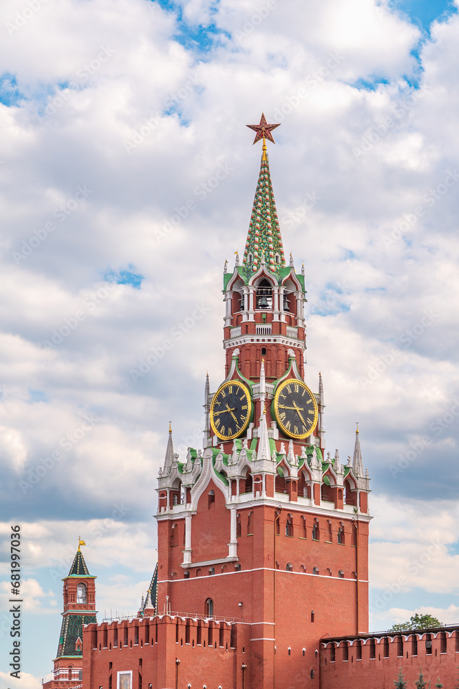 Spasskaya Tower of Moscow Kremlin on Red Square, Russia