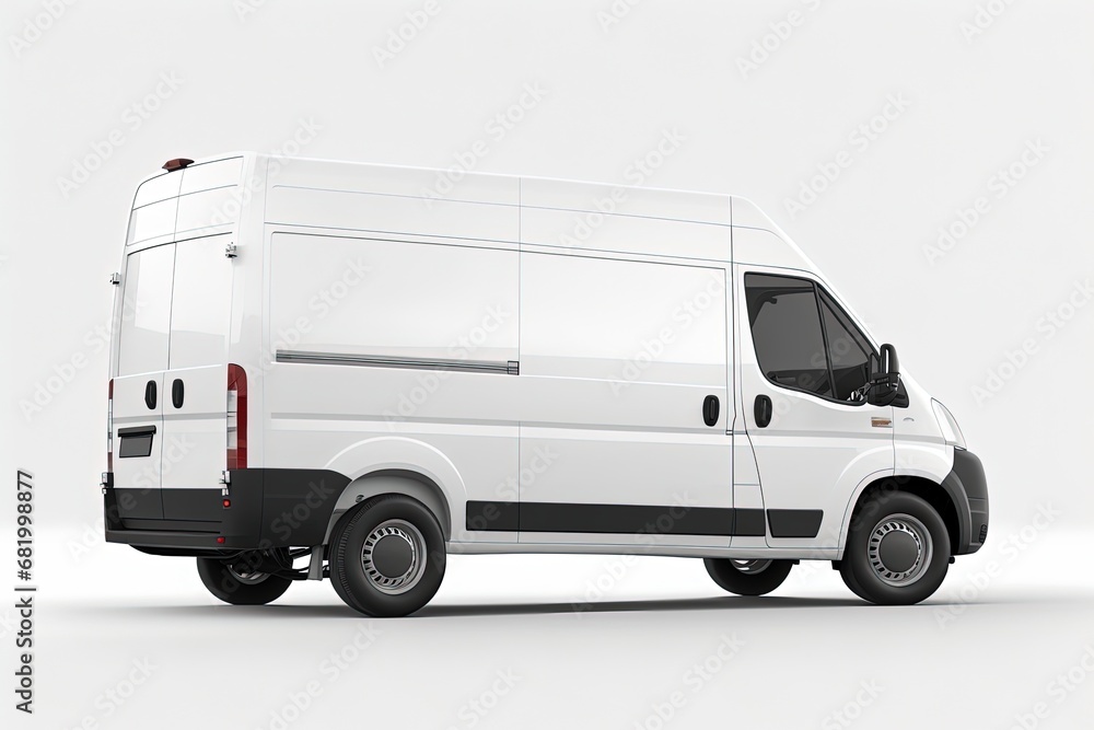 White van isolated Rear view Delivery carrying transportation concept truck shipping car transport business background vehicle back commercial industrial courier freight auto cargo lorry road