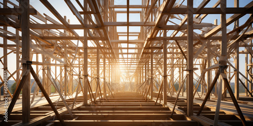 Scaffolded structure in the midst of construction