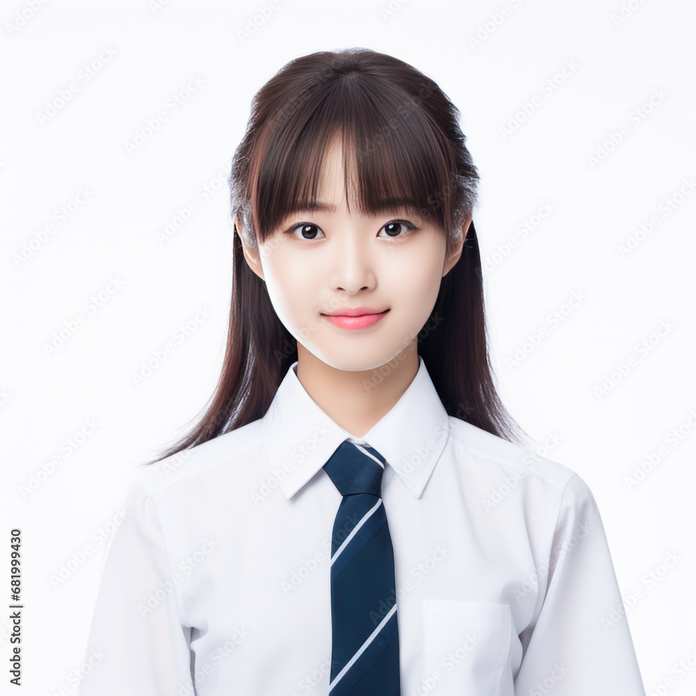 Portrait japanese student, white background Portrait japanese student, white background