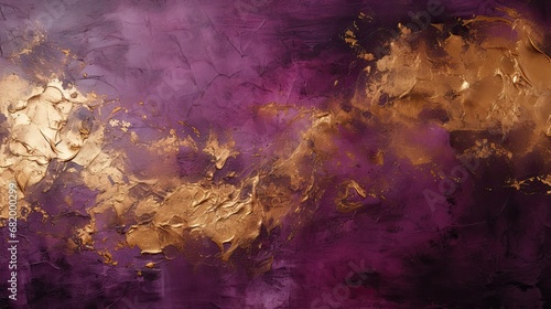 Uniform Aubergine Texture with Stroke of Gold Paint