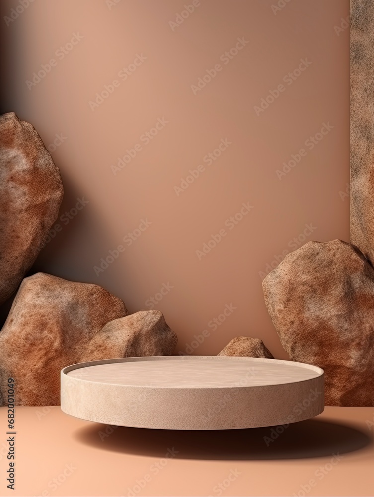 abstract geometric Stone and Rock shape background, minimalist mockup for podium display or showcase, copy space, generative ai abstract geometric Stone and Rock shape background, minimalist mockup for podium display or showcase, copy space, generative ai