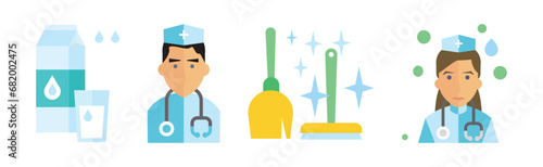 Allergy Concept with Risk Factors Flat Icon Vector Set