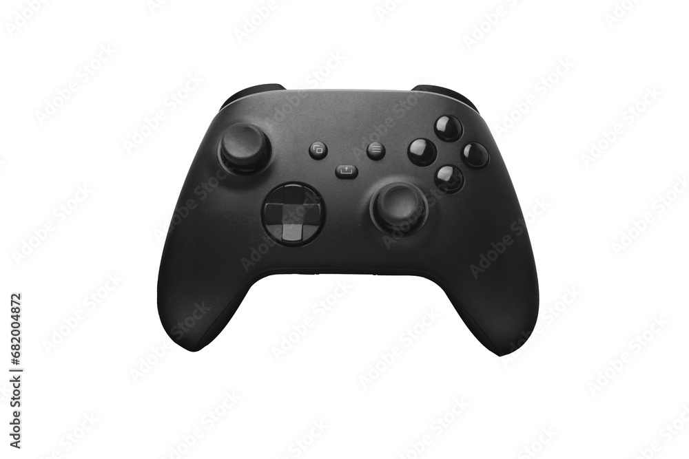 Black game controller front view on transparent background png Black game controller front view on transparent background png
