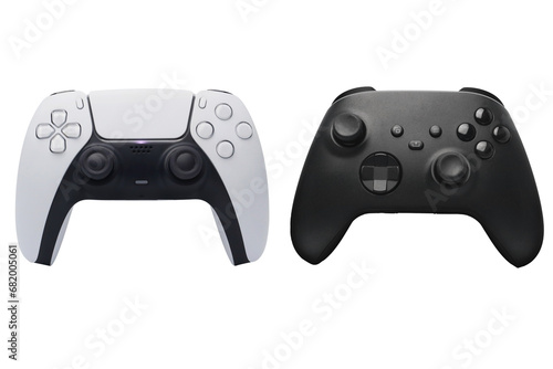 Papier peint White and black two joystick gamepad console standing on transparent background