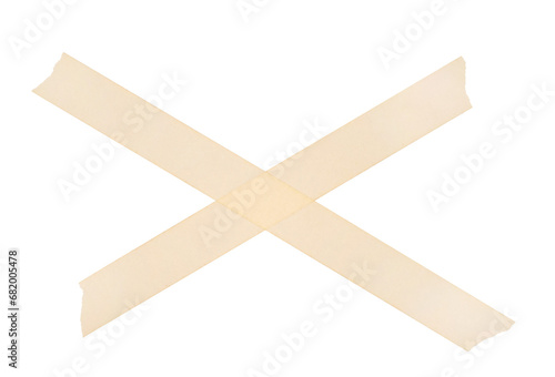 Crossed white paper tape material