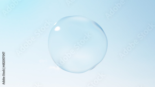 青い空に丸い液体、水。背景素材。3D（横長） photo