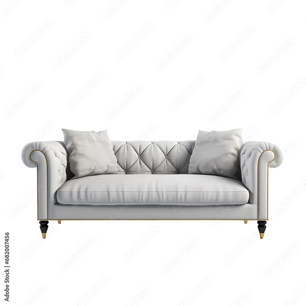 Fototapeta premium Italian style sofa on transparent background, white background, isolated, stool illustration