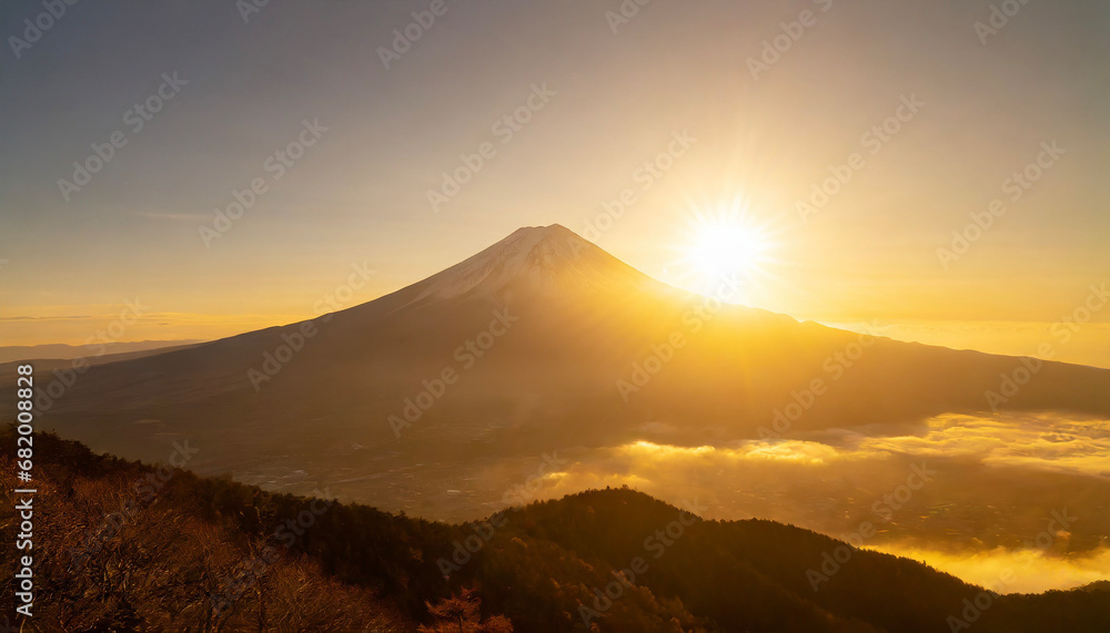 富士山　初日の出  　ai生成画像