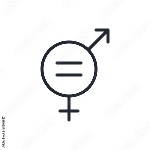 Gender equality editable stroke outline icon isolated on white background flat vector illustration. Pixel perfect. 64 x 64.