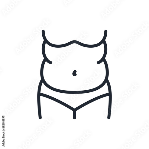 Female obesity editable stroke outline icon isolated on white background flat vector illustration. Pixel perfect. 64 x 64.