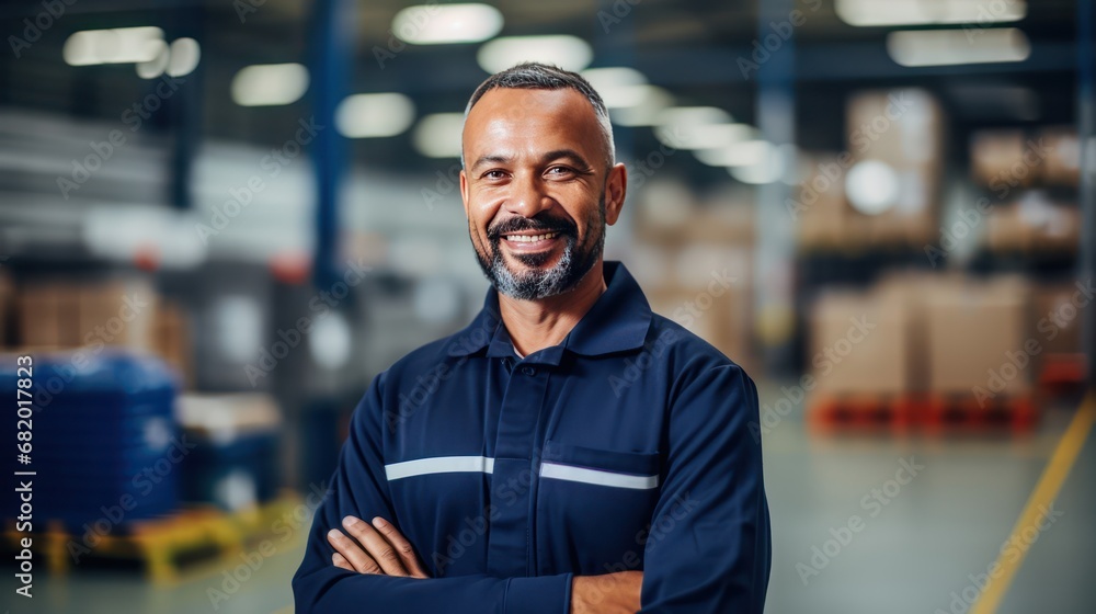 A Portrait of a professional engineer, a team of quality control staff, maintenance staff, factory inspection, warehouse workshop for factory workers, quality control engineers.
