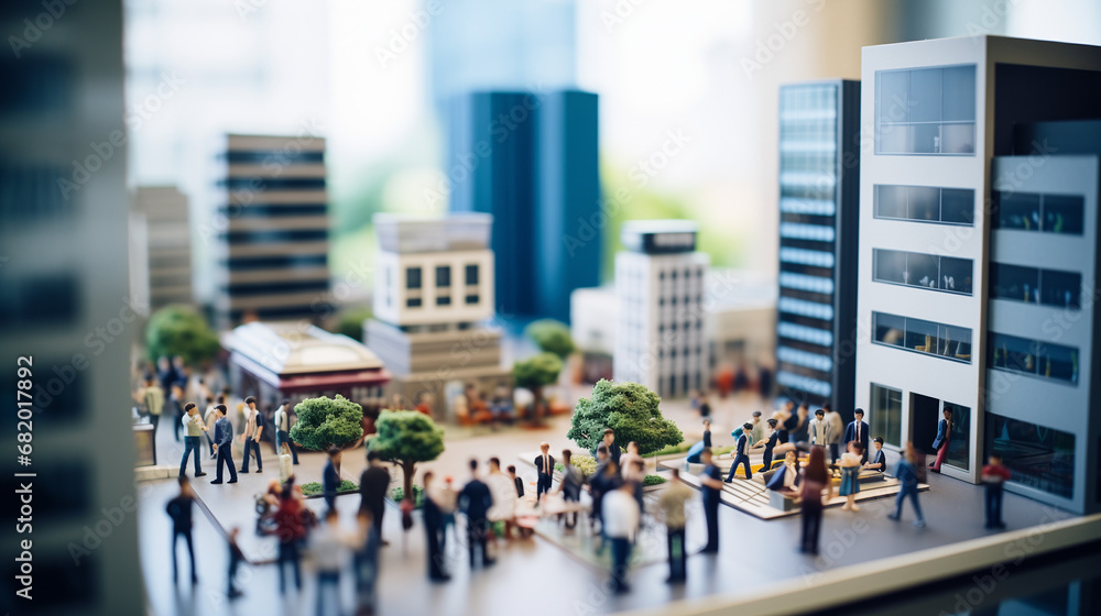 eco sustainable corporate miniature macro photography tilt shift office